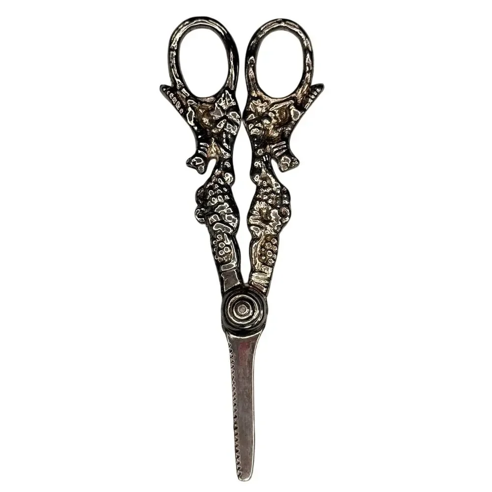 Vintage Silver Plated Ornate Scissors Fox & Grapes French Country Cottage 6